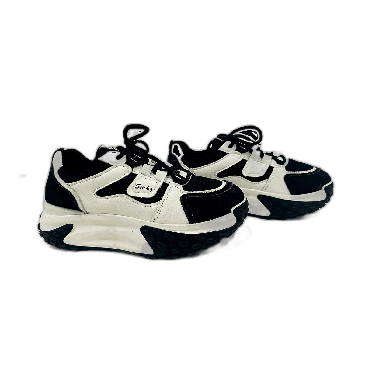 Black & Cream Panel Chunky Sneaker, MAIN
