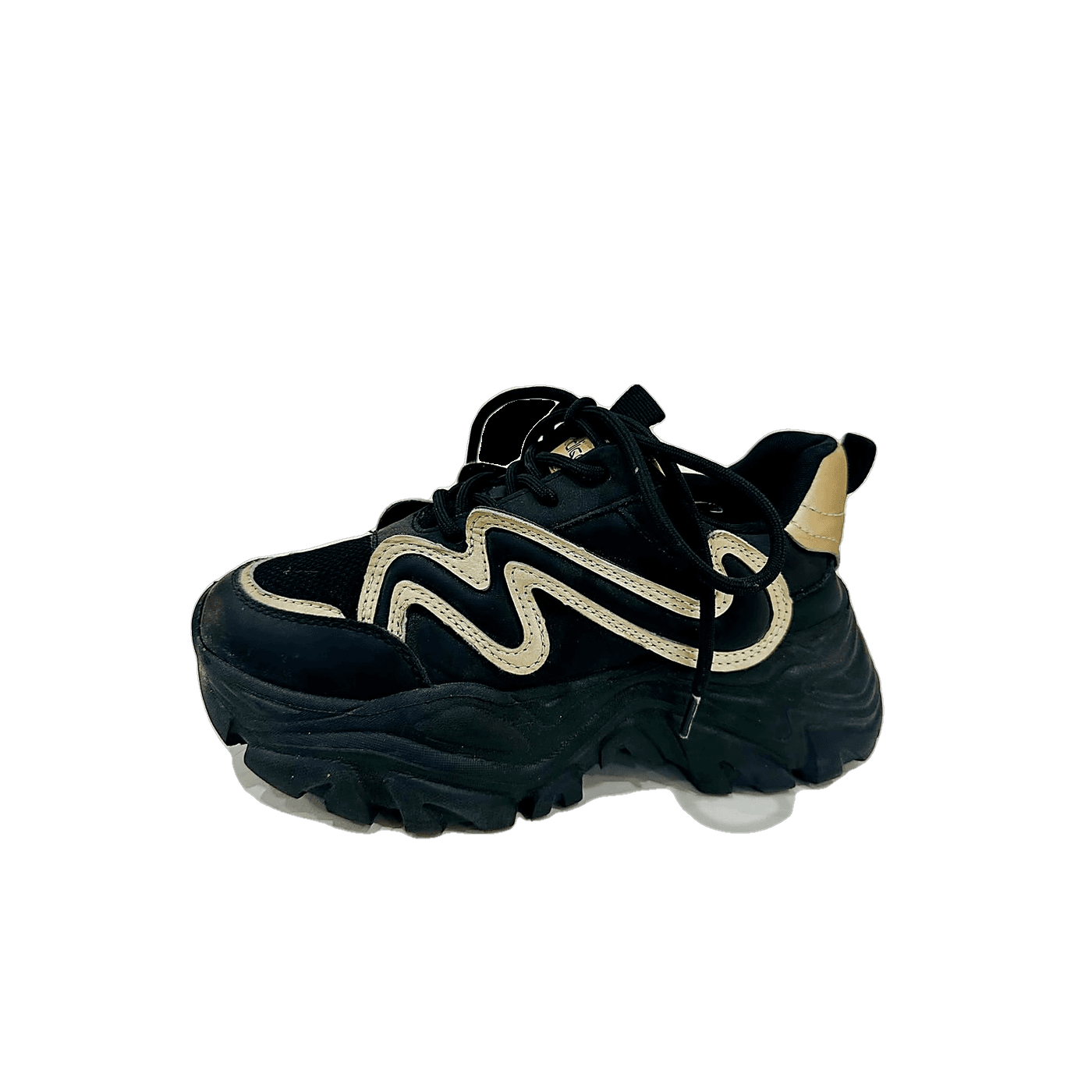 Black & Cream Swirl Chunky Sneaker, MAIN