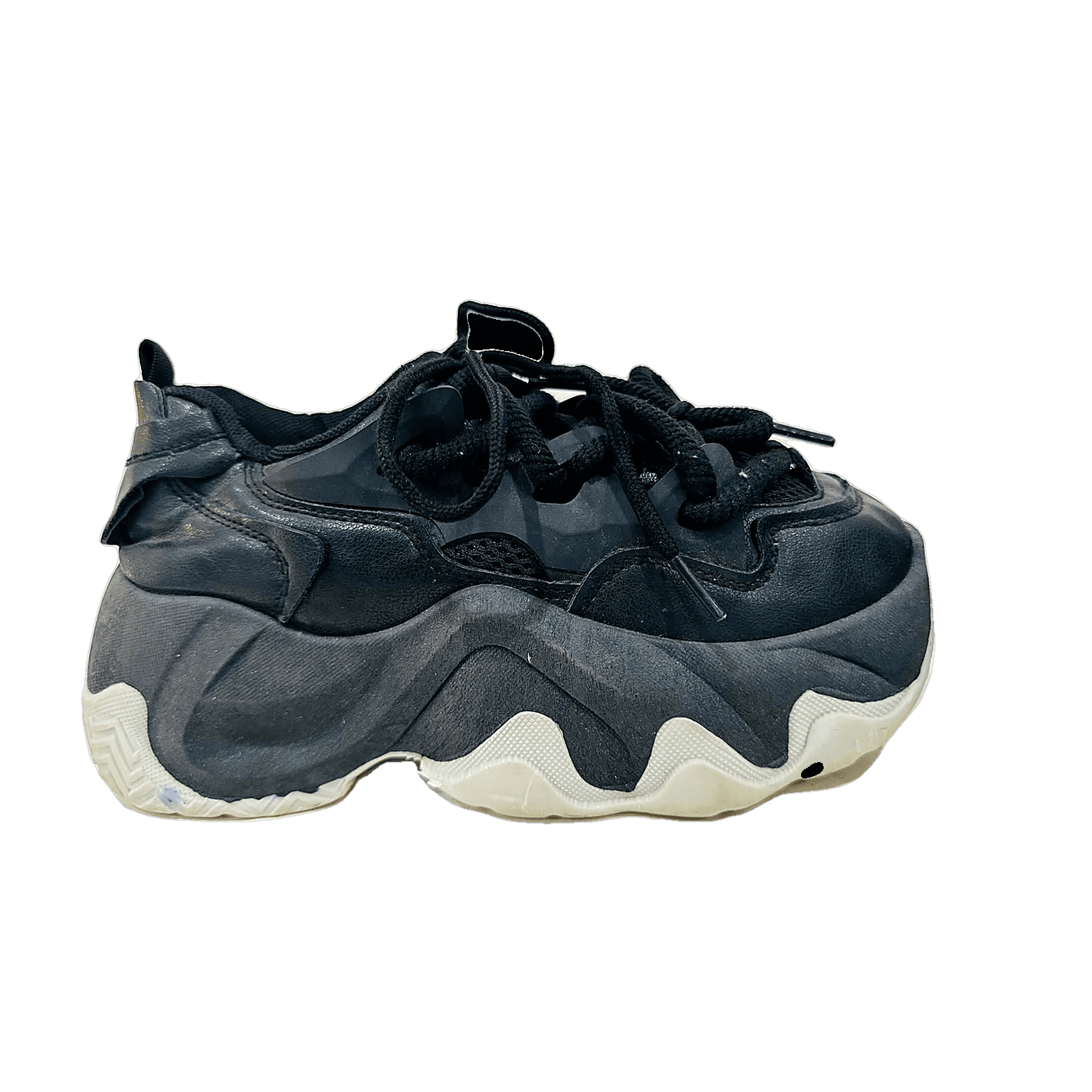 Black Wave-Sole Platform Sneaker, MAIN