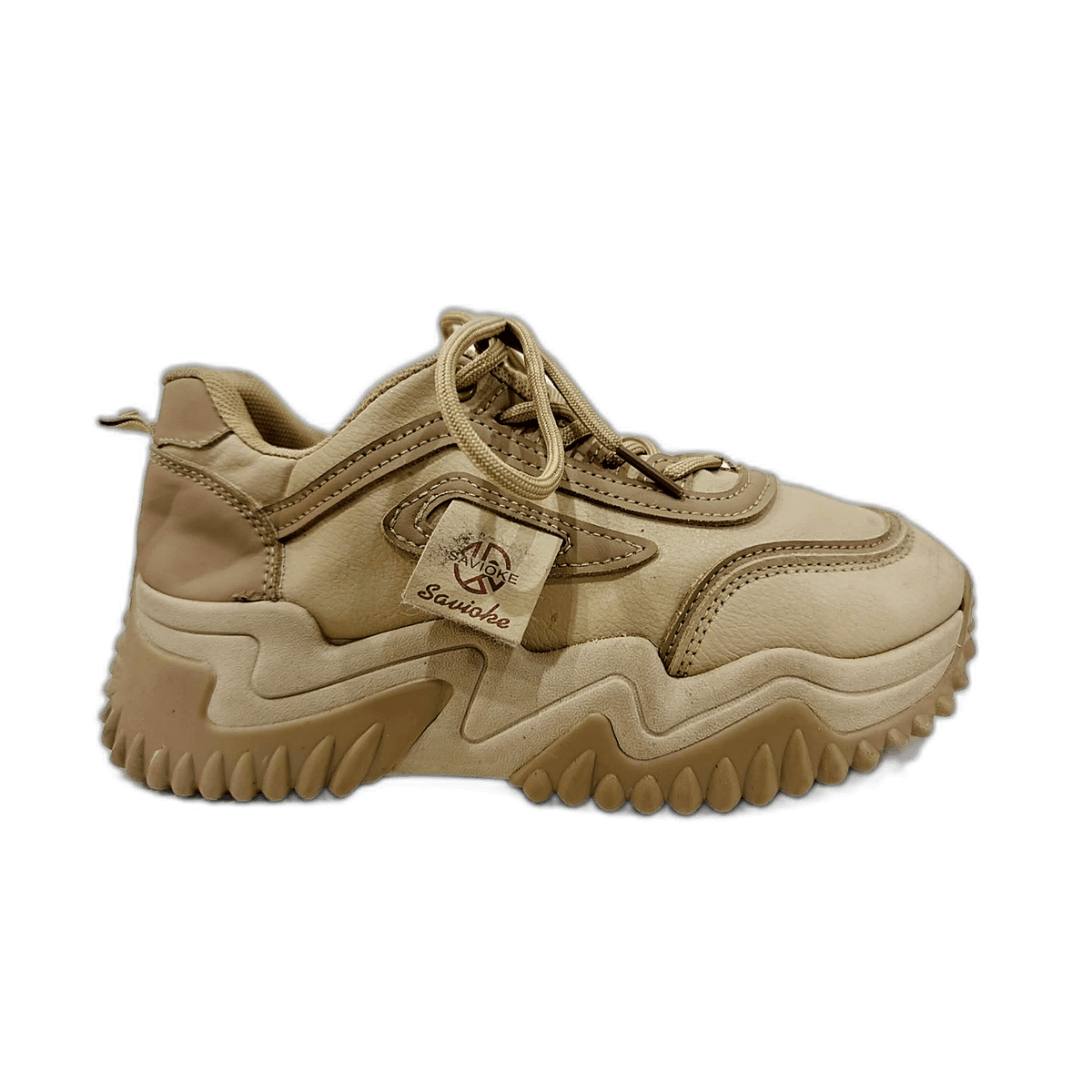 Camel Wave-Sole Platform Sneaker, MAIN