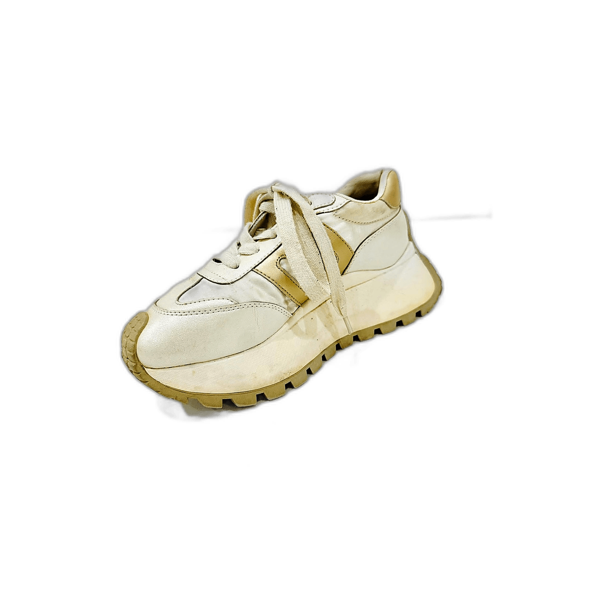 Cream Lace-Up Platform Sneaker, MAIN