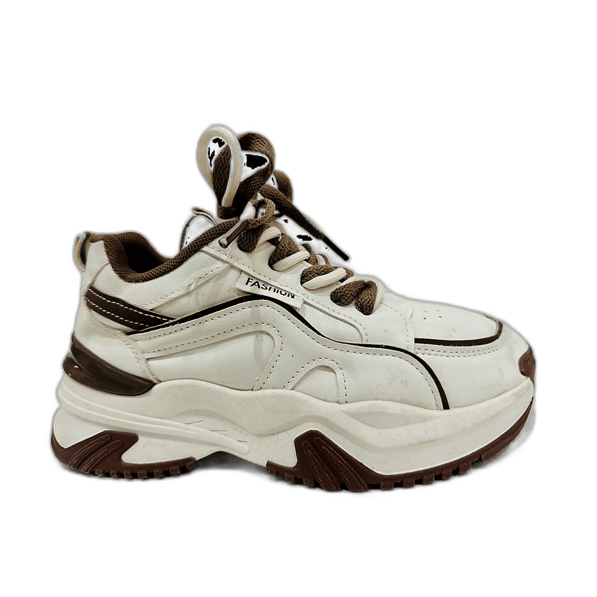 White & Brown Chunky Sneaker, MAIN