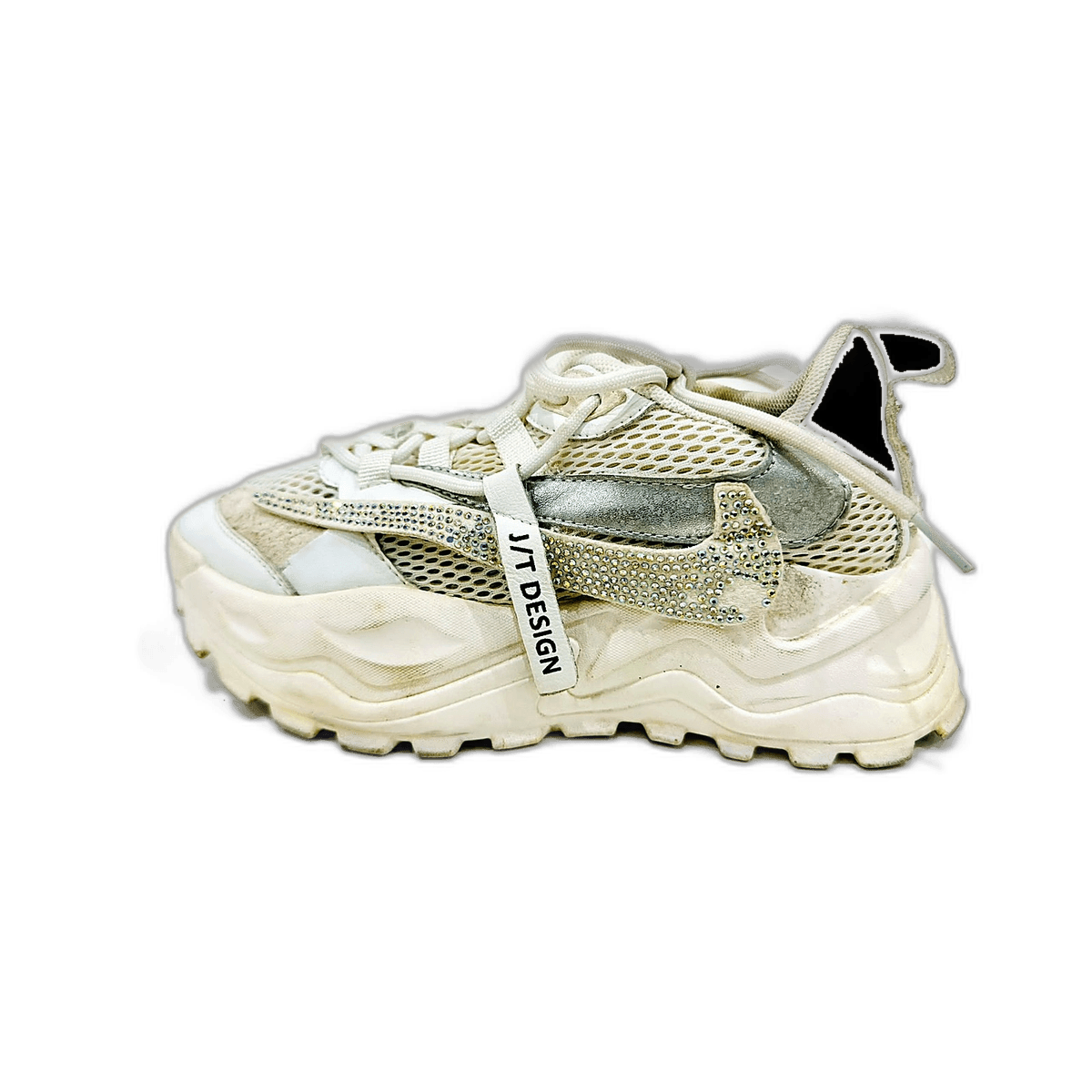 White Chunky Sneaker, Glitter Panel, MAIN
