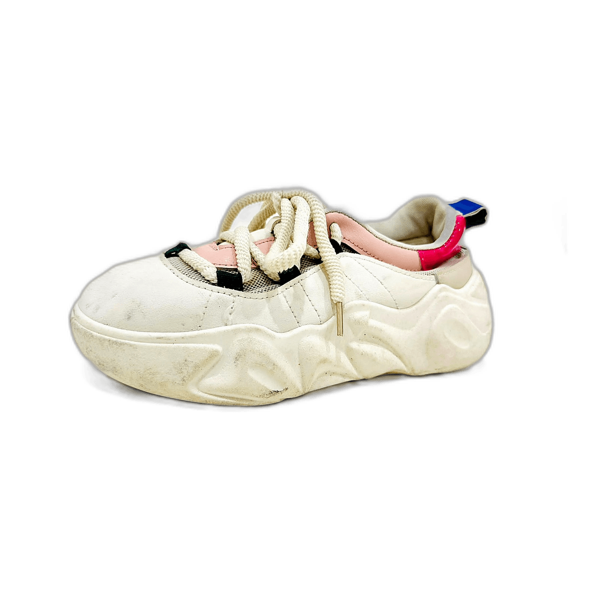 White Platform Sneaker, Pink Trim, MAIN