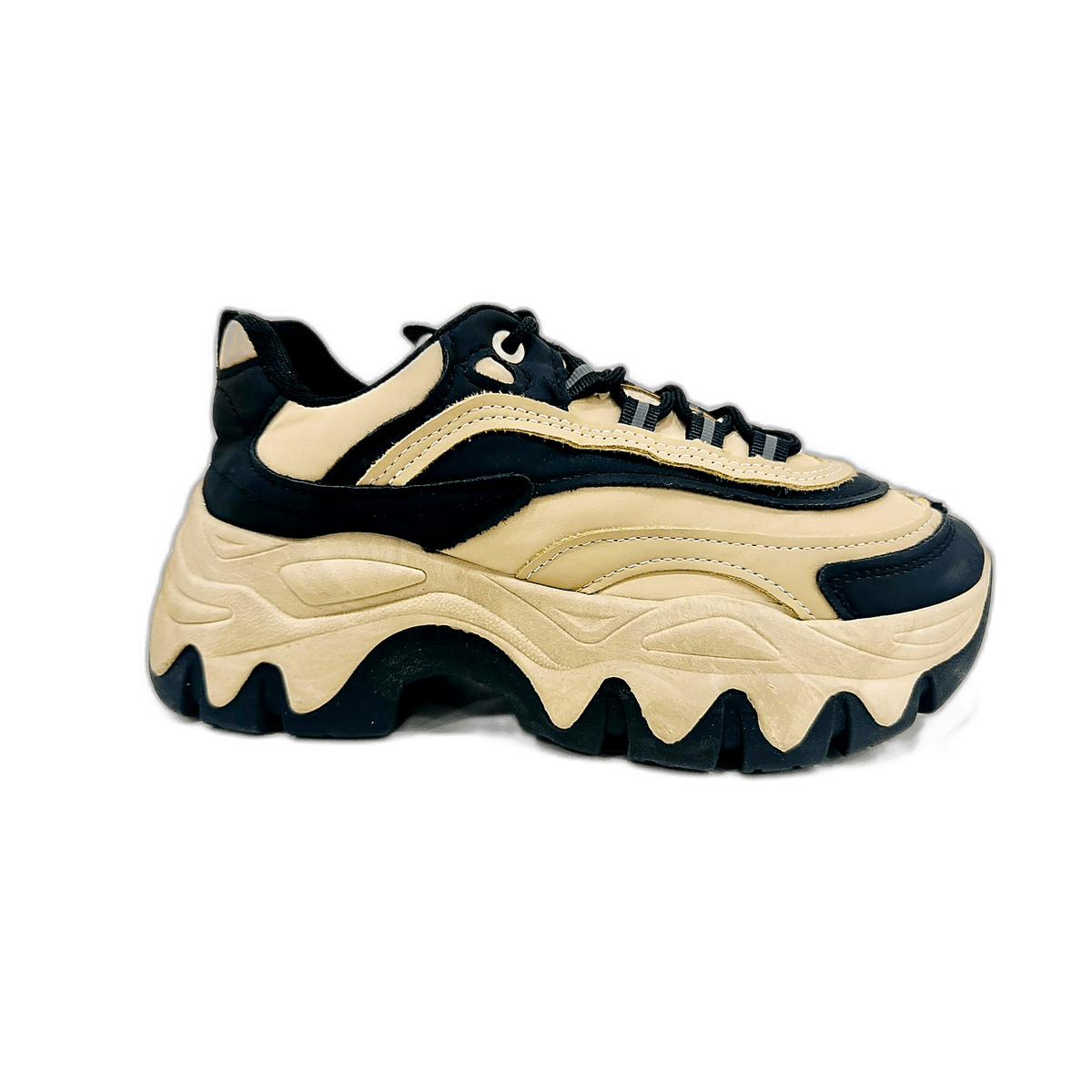 Cream & Black Wave Platform Sneaker, MAIN