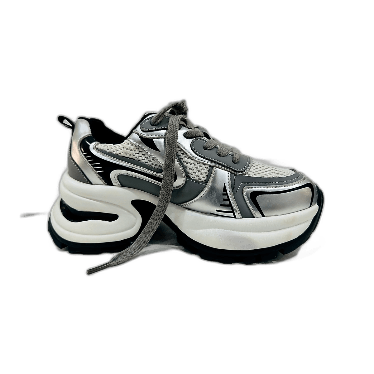 Silver & Black Chunky Sneaker, MAIN