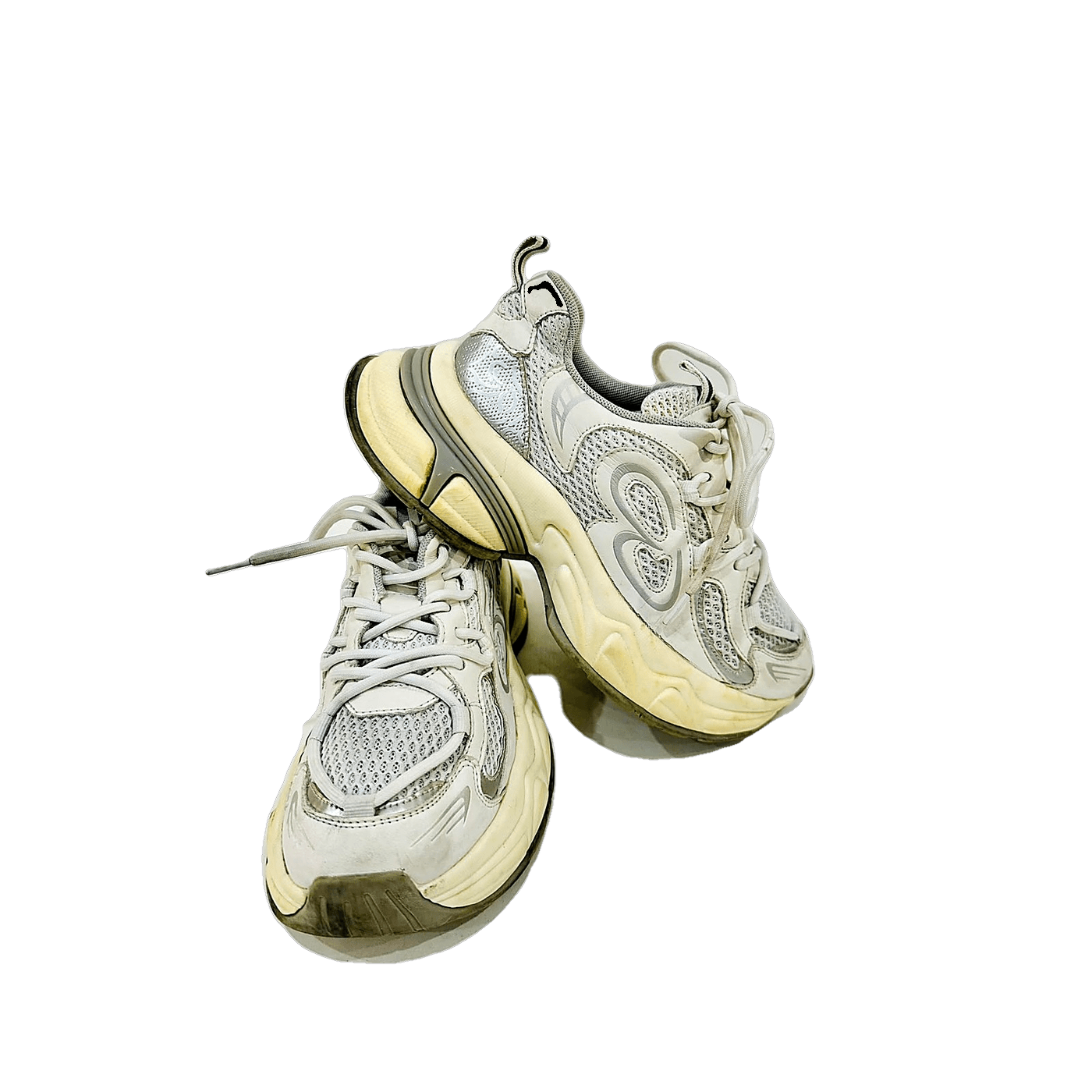 White & Silver Stacked Chunky Sneaker, MAIN
